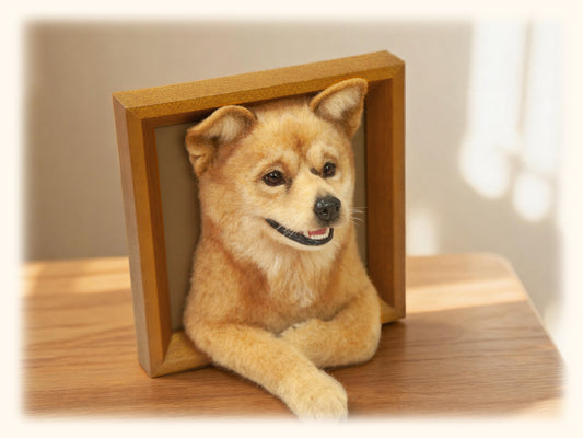 Custom Felted Pet Portrait – Half-Body Style