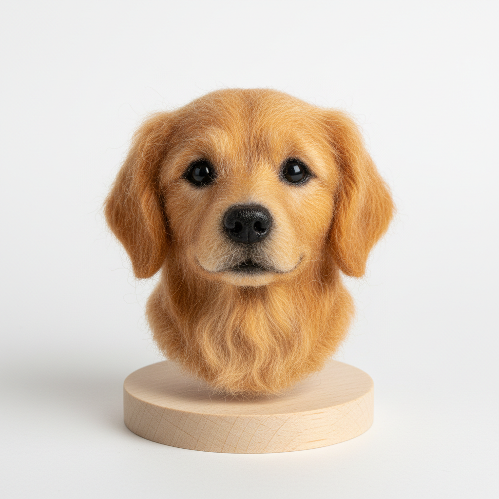 Custom handcrafted wool felt dog portrait avatar style
